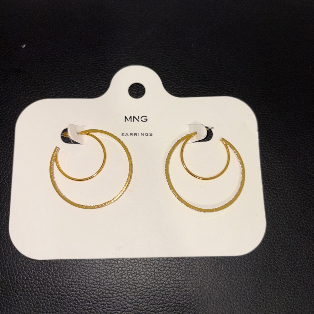 Mango Double Gold Hoop Earrings
